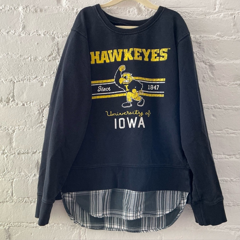 Vintage Youth Iowa Hawkeyes Graphic Pullover Sweatshirt 100% Organic Cotton 12